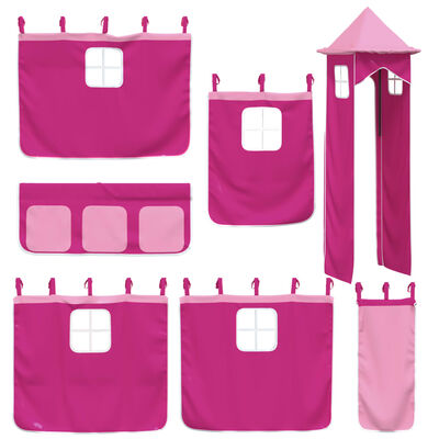 vidaXL Kinderhoogslaper met toren 90x190 cm massief grenenhout roze