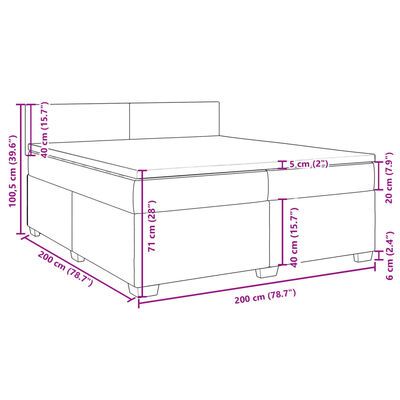 vidaXL Boxspring met matras stof donkerbruin 200x200 cm