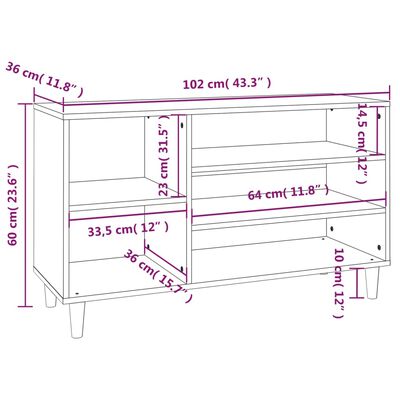 vidaXL Schoenenkast 102x36x60 cm bewerkt hout sonoma eikenkleurig