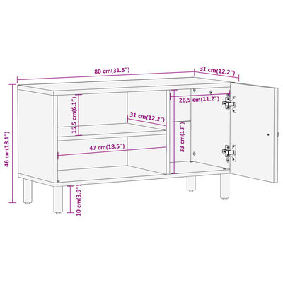 vidaXL Tv-meubel 80x31x46 cm massief mangohout