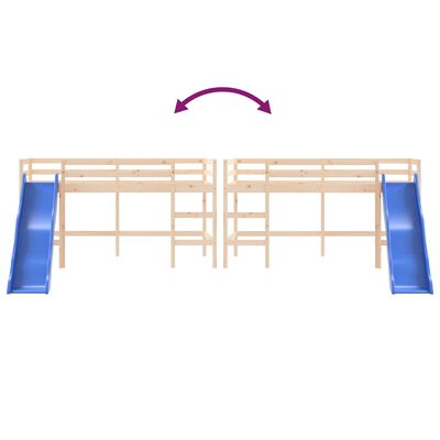 vidaXL Kinderhoogslaper met glijbaan massief grenenhout 90x200 cm