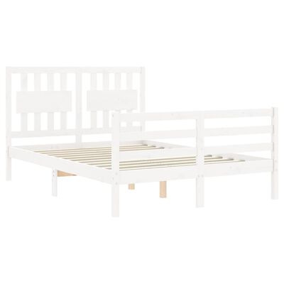 vidaXL Bedframe met hoofdbord massief hout wit 140x200 cm