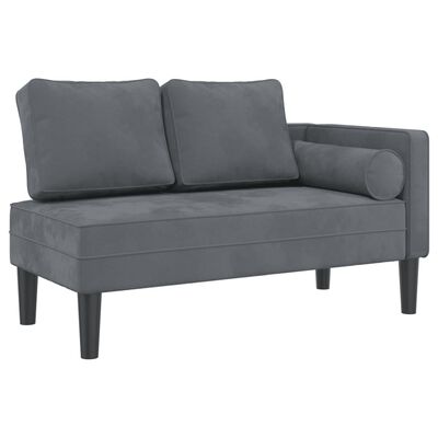 vidaXL Chaise longue met kussens fluweel donkergrijs