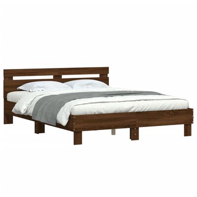 vidaXL Bedframe met hoofdeinde bewerkt hout bruineikenkleur 140x190 cm