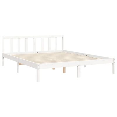 vidaXL Bedframe met hoofdbord massief hout wit