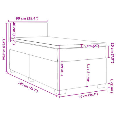 vidaXL Boxspring met matras stof lichtgrijs 90x200 cm