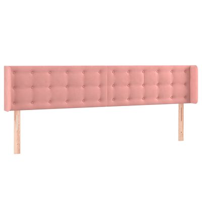 vidaXL Hoofdbord met randen 203x16x78/88 cm fluweel roze