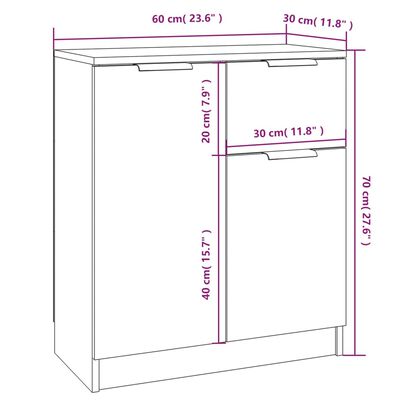 vidaXL Dressoirs 2 st 60x30x70 cm bewerkt hout wit