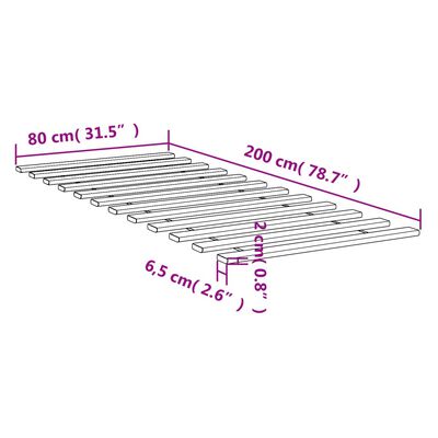 vidaXL Lattenbodem 80x200 cm massief grenenhout