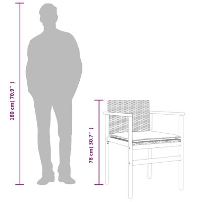 vidaXL Tuinstoelen 2 st met kussens poly rattan en massief hout grijs