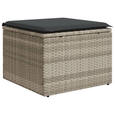 vidaXL 4-delige Loungeset met kussens poly rattan lichtgrijs