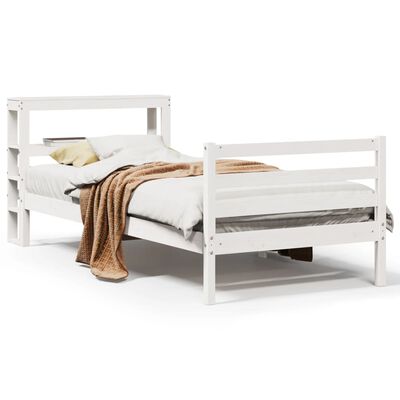 vidaXL Bedframe zonder matras massief grenenhout wit 90x200 cm