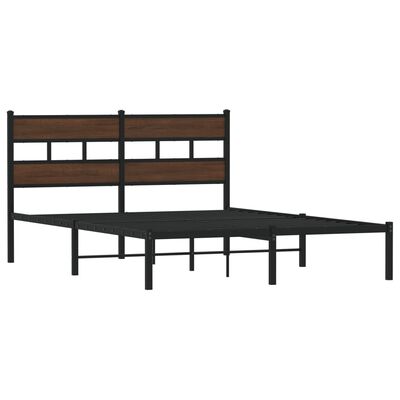 vidaXL Bedframe met hoofdbord zonder matras bruin eiken 140x200 cm