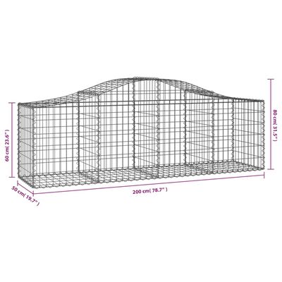 vidaXL Schanskorven 3 st gewelfd 200x50x60/80 cm gegalvaniseerd ijzer