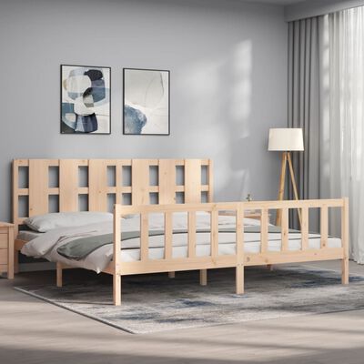 vidaXL Bedframe met hoofdbord massief hout 180x200 cm