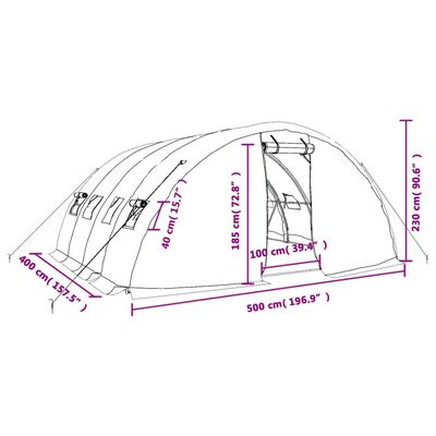 vidaXL Tuinkas met stalen frame 20 m² 5x4x2,3 m wit