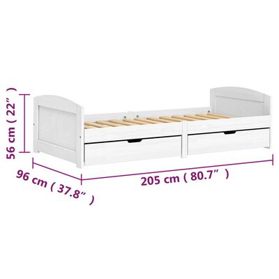 vidaXL Slaapbank met 2 lades IRUN 90x200 cm massief grenenhout wit