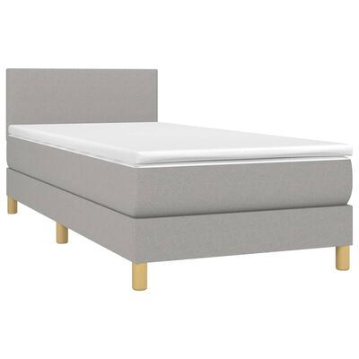 vidaXL Boxspring met matras stof lichtgrijs 90x200 cm