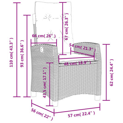 vidaXL 4-delige Tuinset met kussens poly rattan zwart