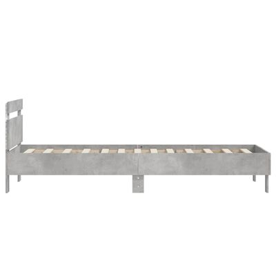 vidaXL Bedframe met hoofdbord en LED-verlichting betongrijs 90x190 cm