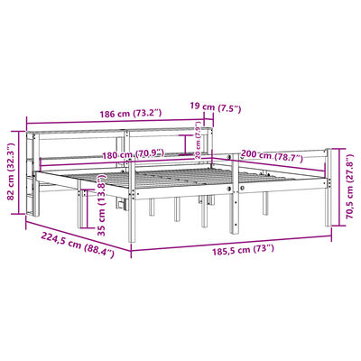 vidaXL Seniorenbed met hoofdbord massief grenenhout wit 180x200 cm