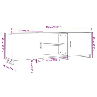 vidaXL Tv-meubel 150x30x50 cm bewerkt hout wit