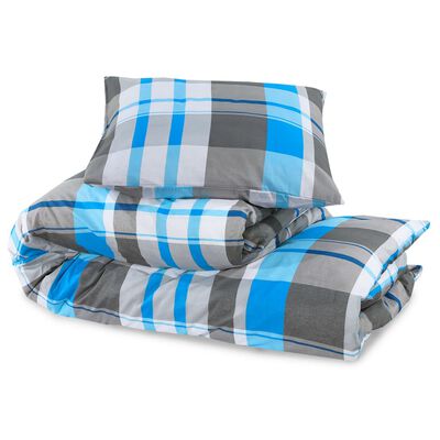 vidaXL Dekbedovertrekset 200x200 cm katoen blauw en grijs