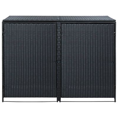 vidaXL Containerberging dubbel 148x80x111 cm poly rattan zwart