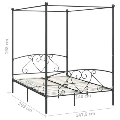 vidaXL Hemelbedframe metaal grijs 140x200 cm