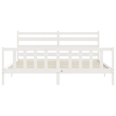 vidaXL Bedframe met hoofdbord massief hout wit 180x200 cm