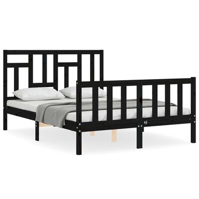 vidaXL Bedframe met hoofdbord massief hout zwart