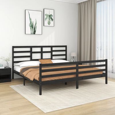 vidaXL Bedframe massief hout zwart 200x200 cm