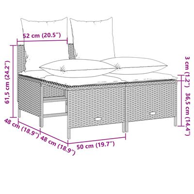 vidaXL 4-delige Loungeset met kussens poly rattan beige