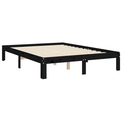 vidaXL Bedframe met hoofdbord massief hout zwart