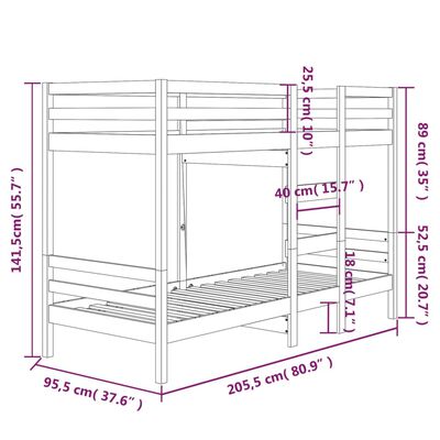 vidaXL Stapelbedframe zonder matras massief grenenhout 90x200 cm