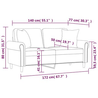 vidaXL Tweezitsbank met sierkussens 140 cm fluweel bruin