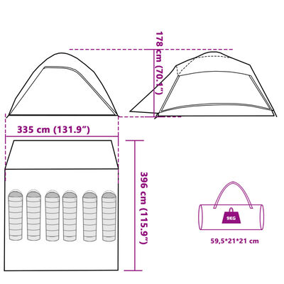 vidaXL Koepeltent 6-persoons waterdicht verduisterend stof wit