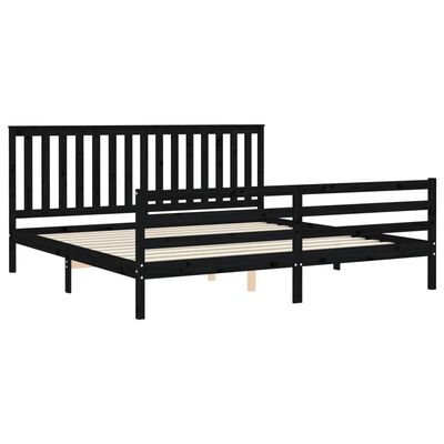 vidaXL Bedframe met hoofdbord massief hout zwart 200x200 cm