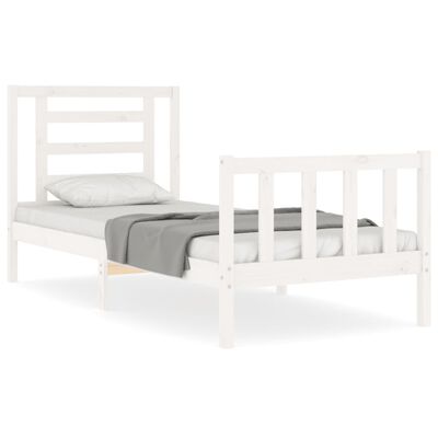 vidaXL Bedframe met hoofdbord massief hout wit