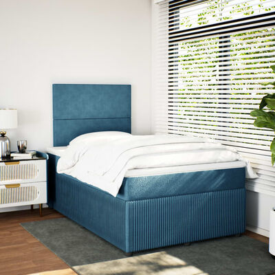 vidaXL Boxspring met matras fluweel donkerblauw 120x190 cm