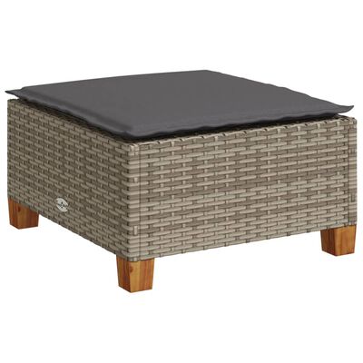 vidaXL 4-delige Loungeset met kussens poly rattan grijs