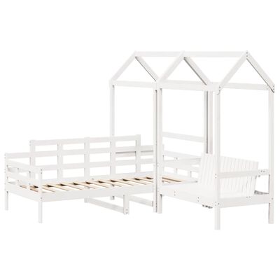 vidaXL Kinderbed met bank en huisje massief grenenhout wit 90x190 cm