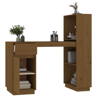 vidaXL Bureau 110x53x117 cm massief grenenhout honingbruin