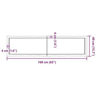 vidaXL Tafelblad natuurlijke rand 160x40x(2-4) cm massief eikenhout