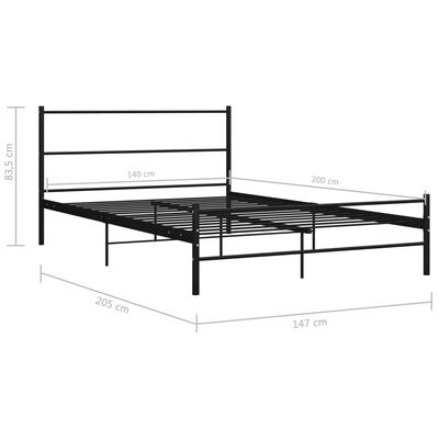 vidaXL Bedframe metaal zwart 140x200 cm