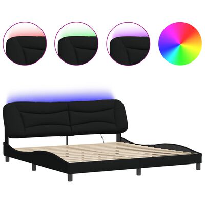 vidaXL Bedframe met LED-verlichting stof zwart 200x200 cm