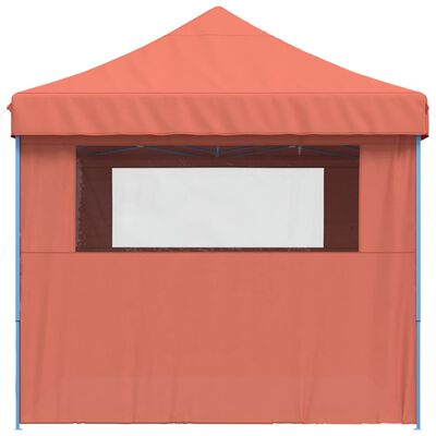 vidaXL Partytent inklapbaar pop-up met 4 zijwanden terracottakleurig