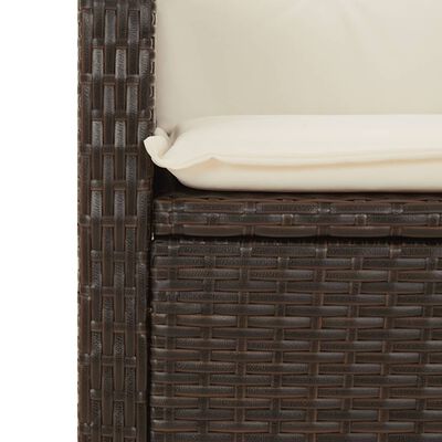 vidaXL 5-delige Tuinset met kussens poly rattan bruin