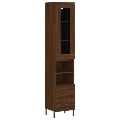 vidaXL Hoge kast 34,5x34x180 cm bewerkt hout bruin eikenkleur