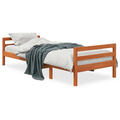 vidaXL Bedframe zonder matras massief grenenhout wasbruin 75x190 cm